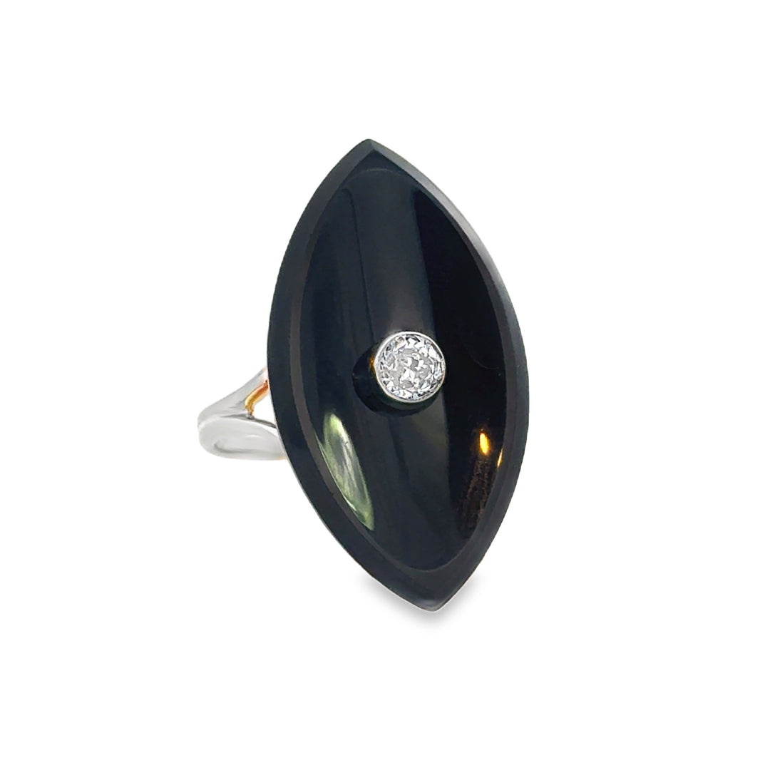 0.25 CTW Diamond & Onyx 18K White Gold Ring
