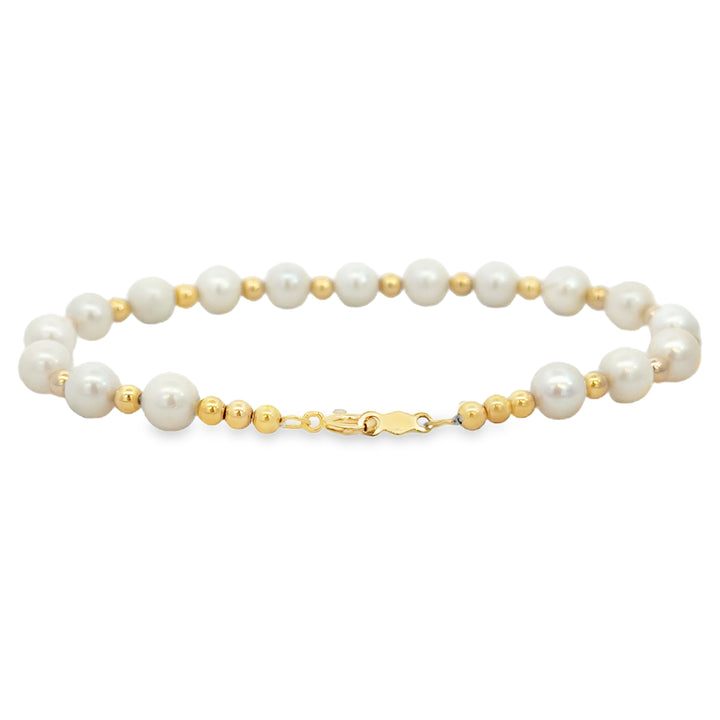 14K Yellow Gold Pearl Bracelet