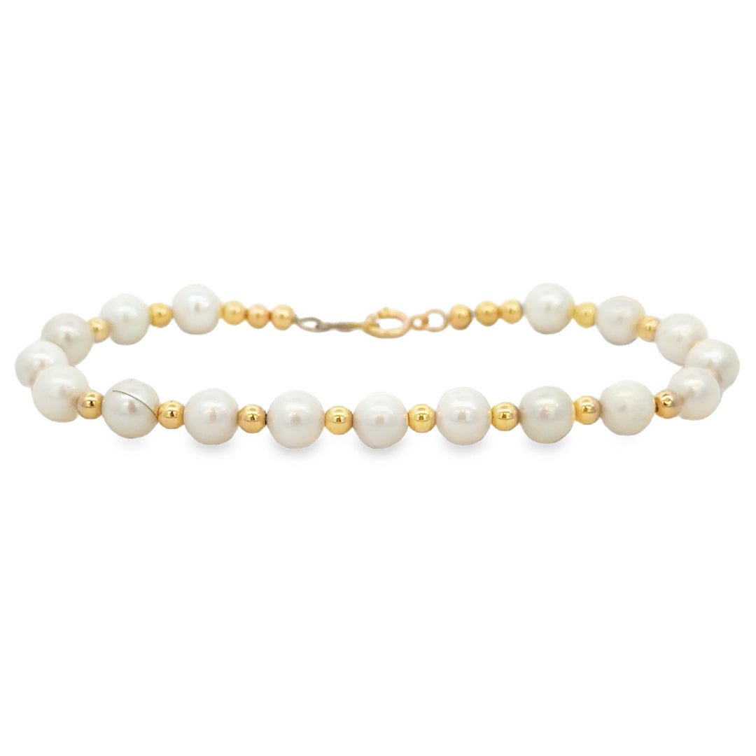 14K Yellow Gold Pearl Bracelet