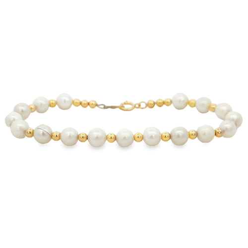 14K Yellow Gold Pearl Bracelet