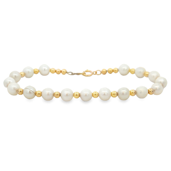 14K Yellow Gold Pearl Bracelet