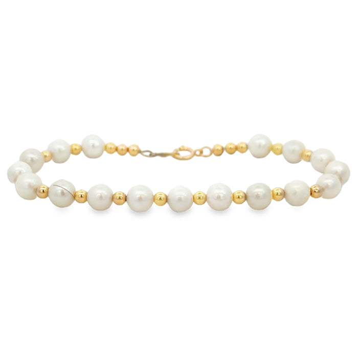 14K Yellow Gold Pearl Bracelet