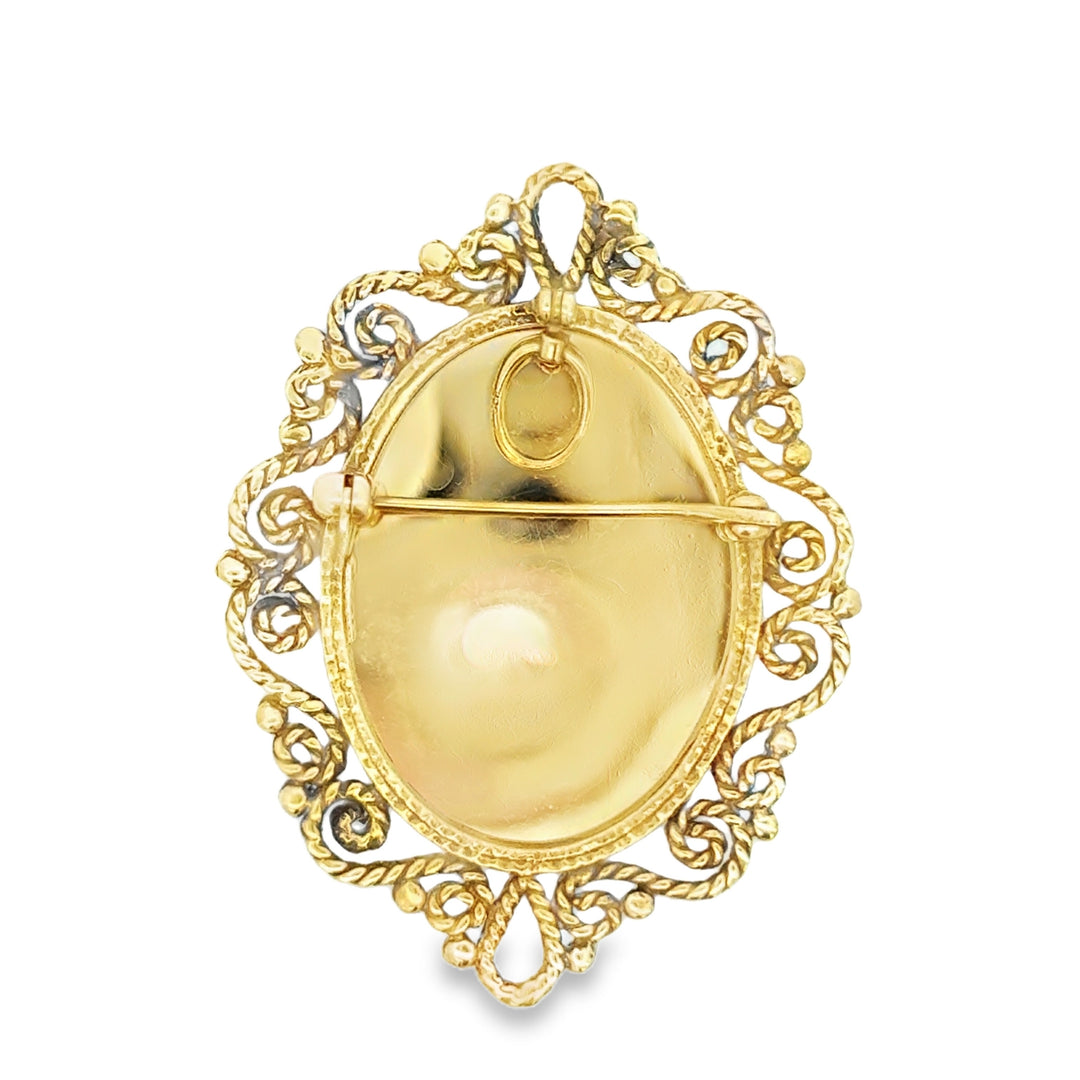 Vintage 14K Yellow Gold Portrait Brooch/Pendant