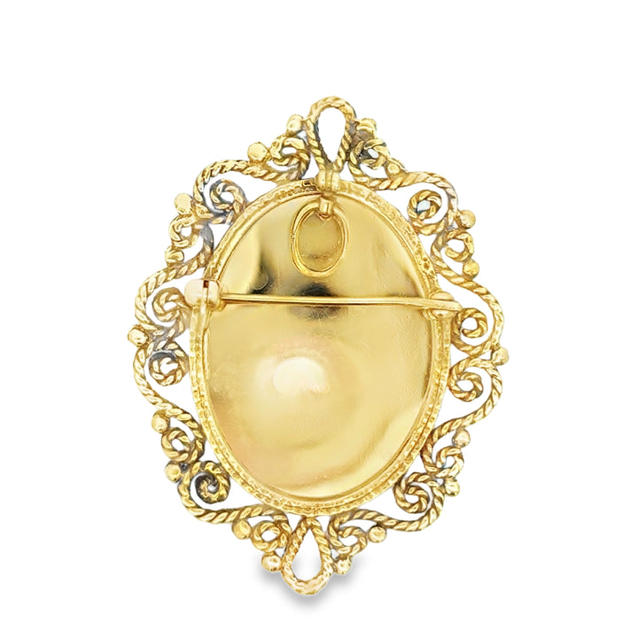 Vintage 14K Yellow Gold Portrait Brooch/Pendant