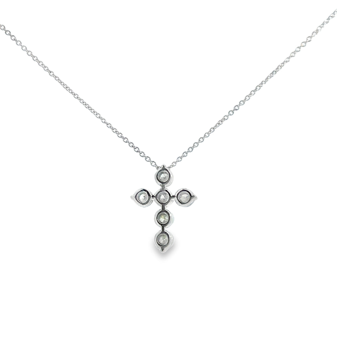 0.80 CTW Diamond 14K White Gold Cross Pendant Necklace