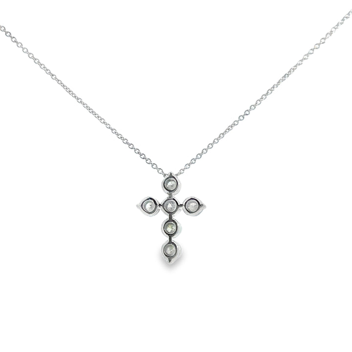 0.80 CTW Diamond 14K White Gold Cross Pendant Necklace