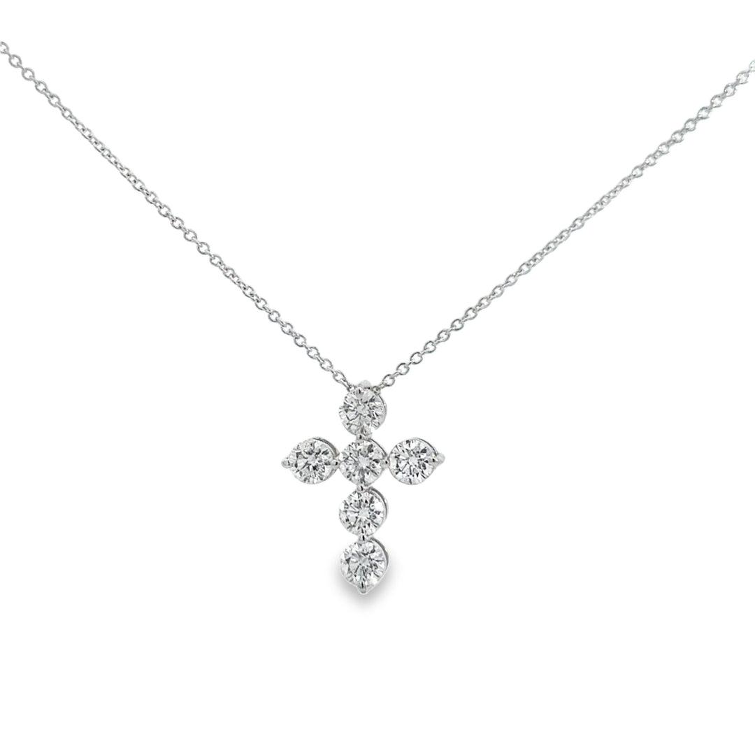 0.80 CTW Diamond 14K White Gold Cross Pendant Necklace