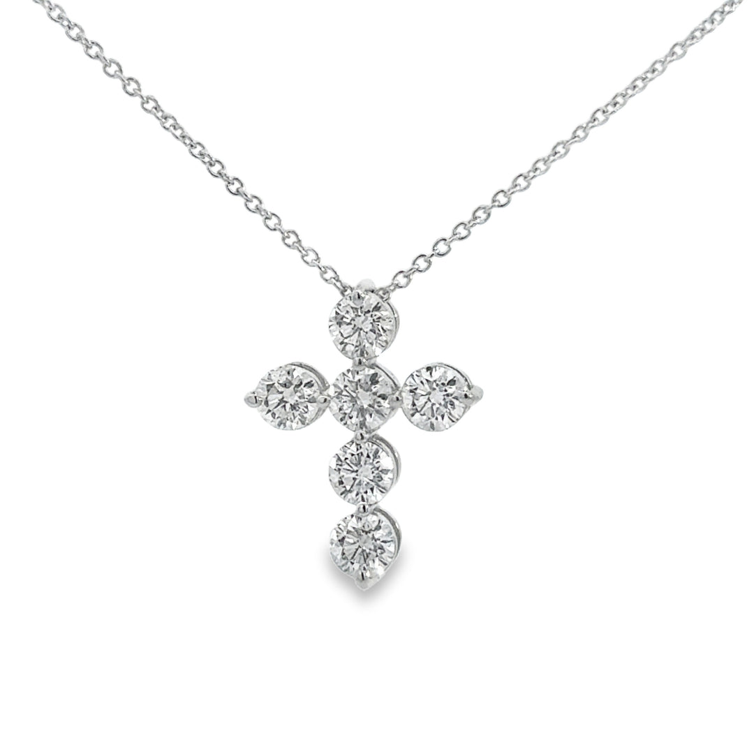 0.80 CTW Diamond 14K White Gold Cross Pendant Necklace