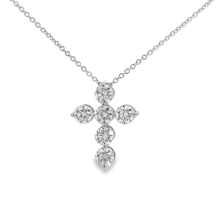 0.80 CTW Diamond 14K White Gold Cross Pendant Necklace