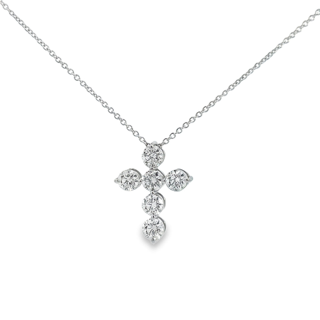 0.80 CTW Diamond 14K White Gold Cross Pendant Necklace