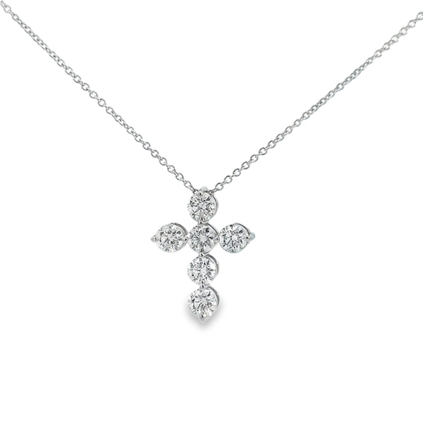 0.80 CTW Diamond 14K White Gold Cross Pendant Necklace