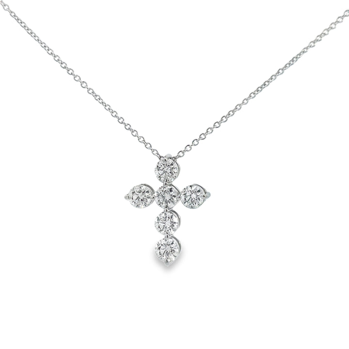 0.80 CTW Diamond 14K White Gold Cross Pendant Necklace