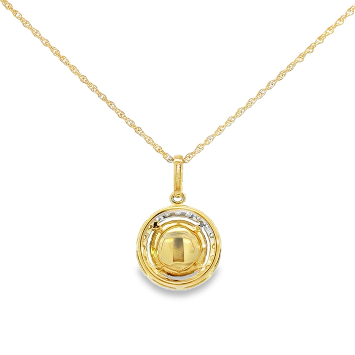 1.96 CT Moonstone &amp; 0.26 CTW Diamond 14K Yellow Gold Pendant Necklace