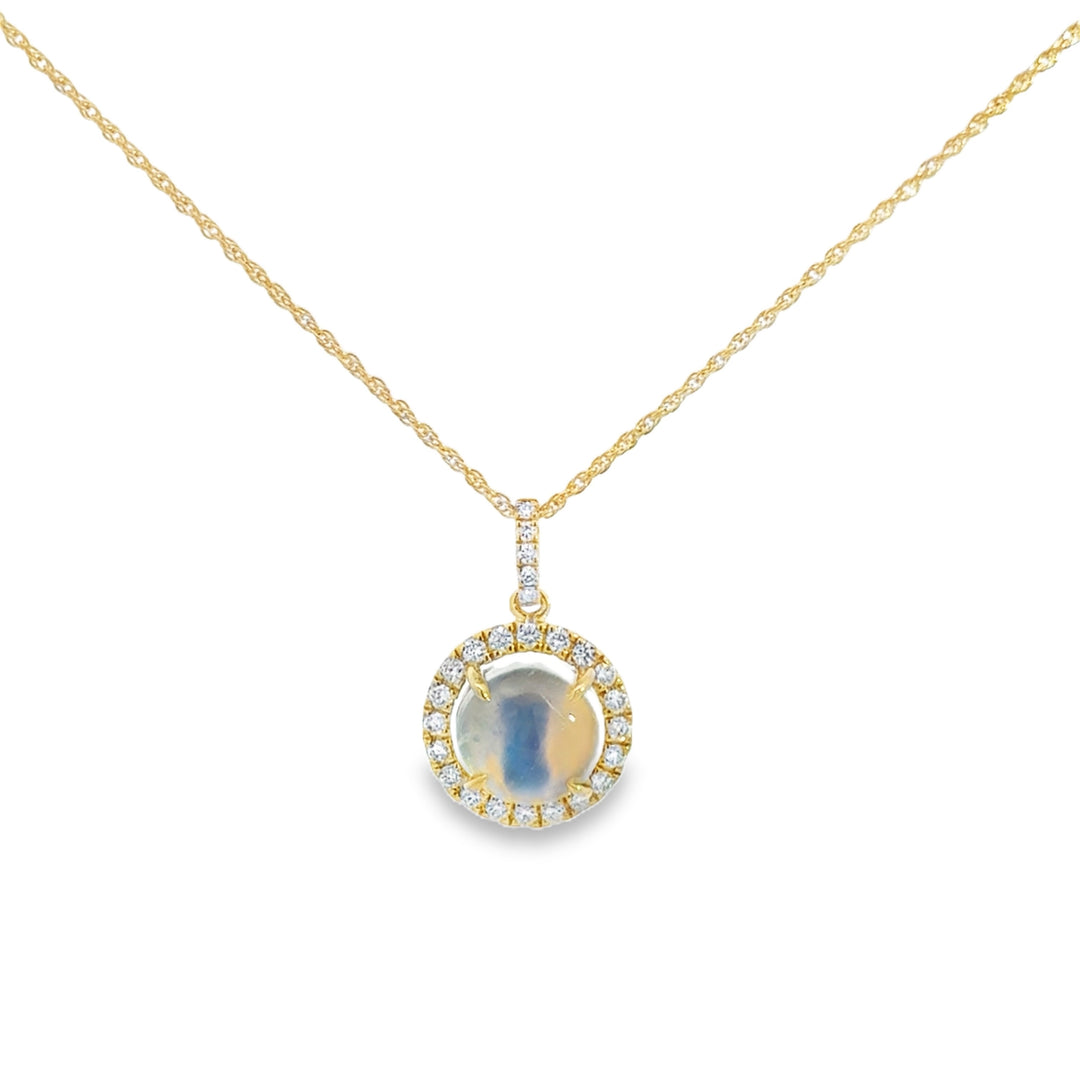 1.96 CT Moonstone &amp; 0.26 CTW Diamond 14K Yellow Gold Pendant Necklace