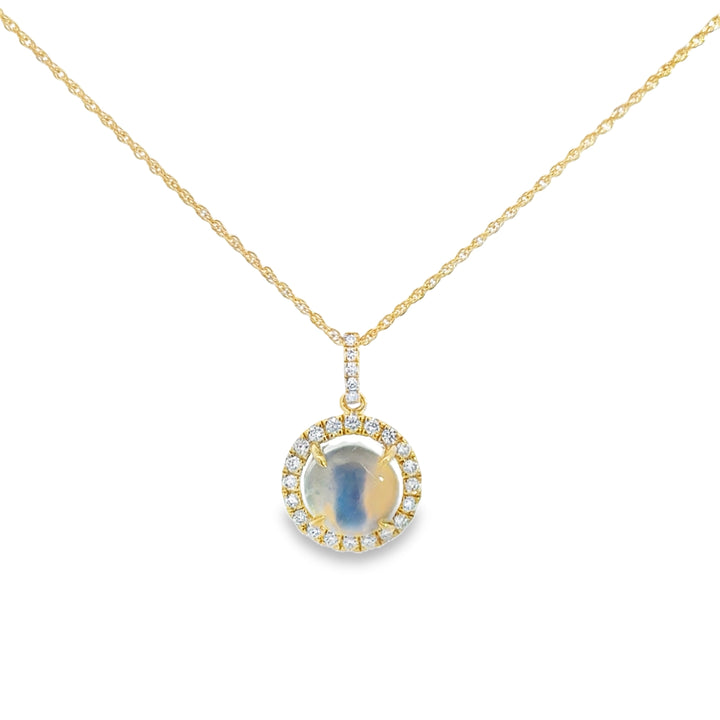 1.96 CT Moonstone &amp; 0.26 CTW Diamond 14K Yellow Gold Pendant Necklace