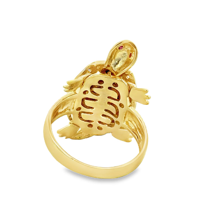 0.24 CTW Diamond Ruby 14K Tri-Color Gold Turtle Ring