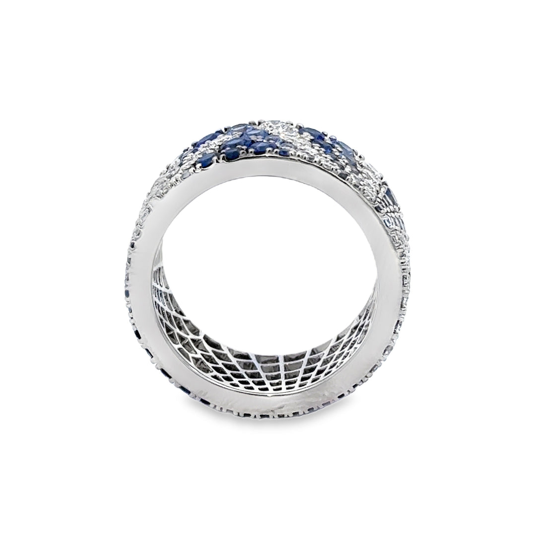 Robert Procop Blue Sapphire American Glamour Deco 1.43 CTW Diamond Ring