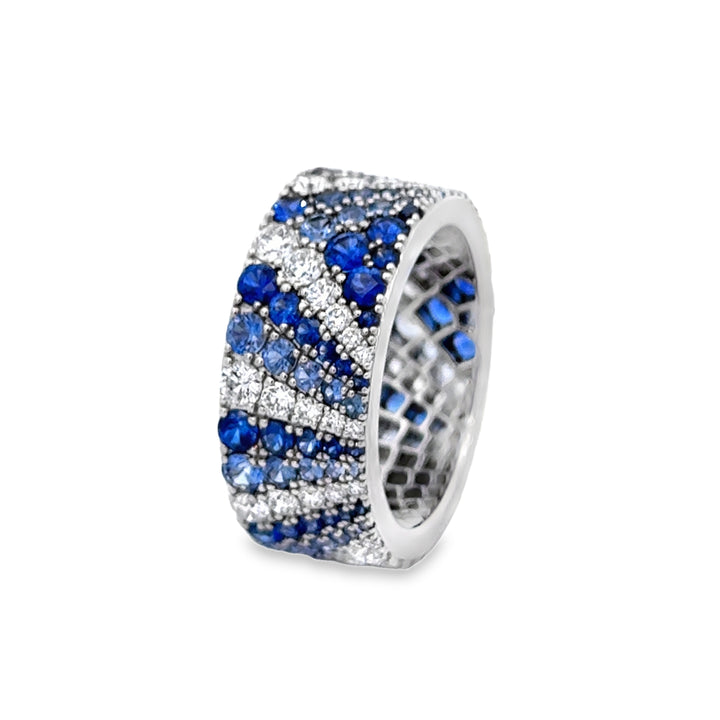 Robert Procop Blue Sapphire American Glamour Deco 1.43 CTW Diamond Ring