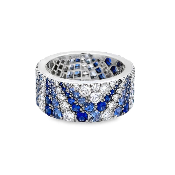 Robert Procop Blue Sapphire American Glamour Deco 1.43 CTW Diamond Ring