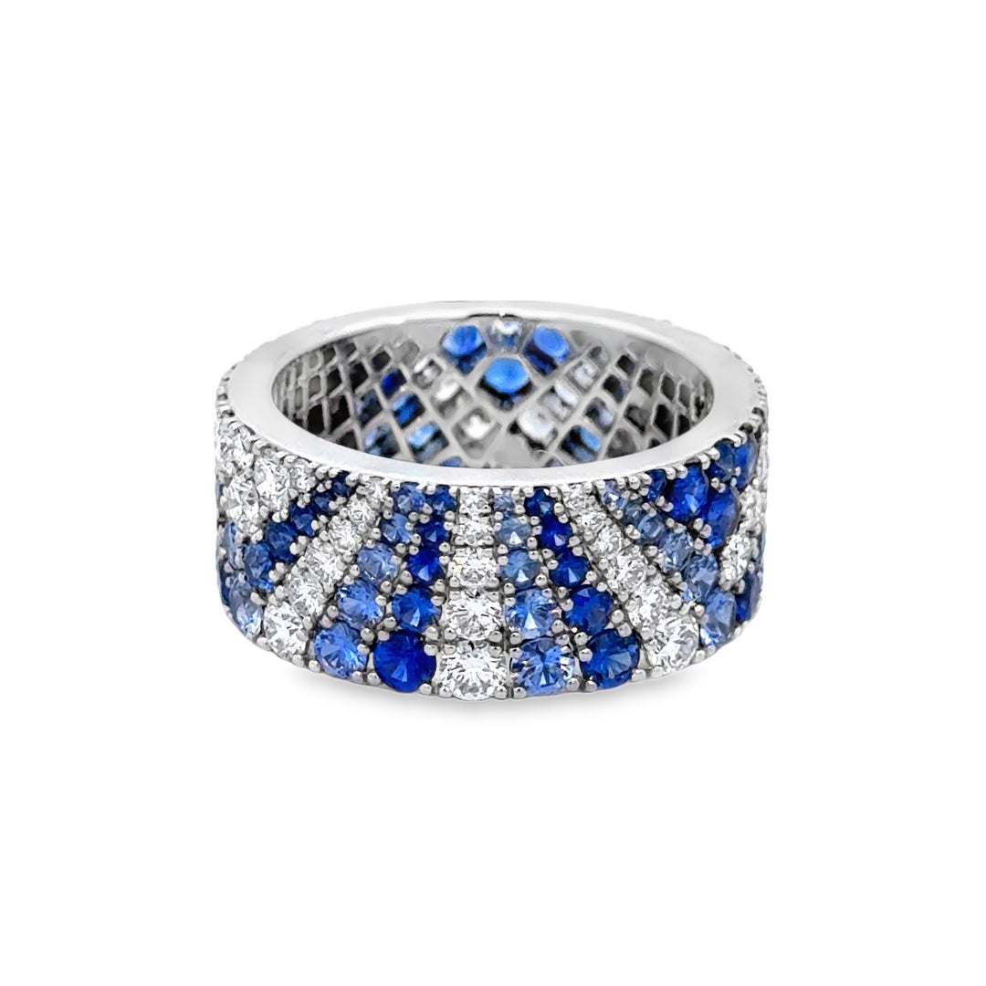 Robert Procop Blue Sapphire American Glamour Deco 1.43 CTW Diamond Ring