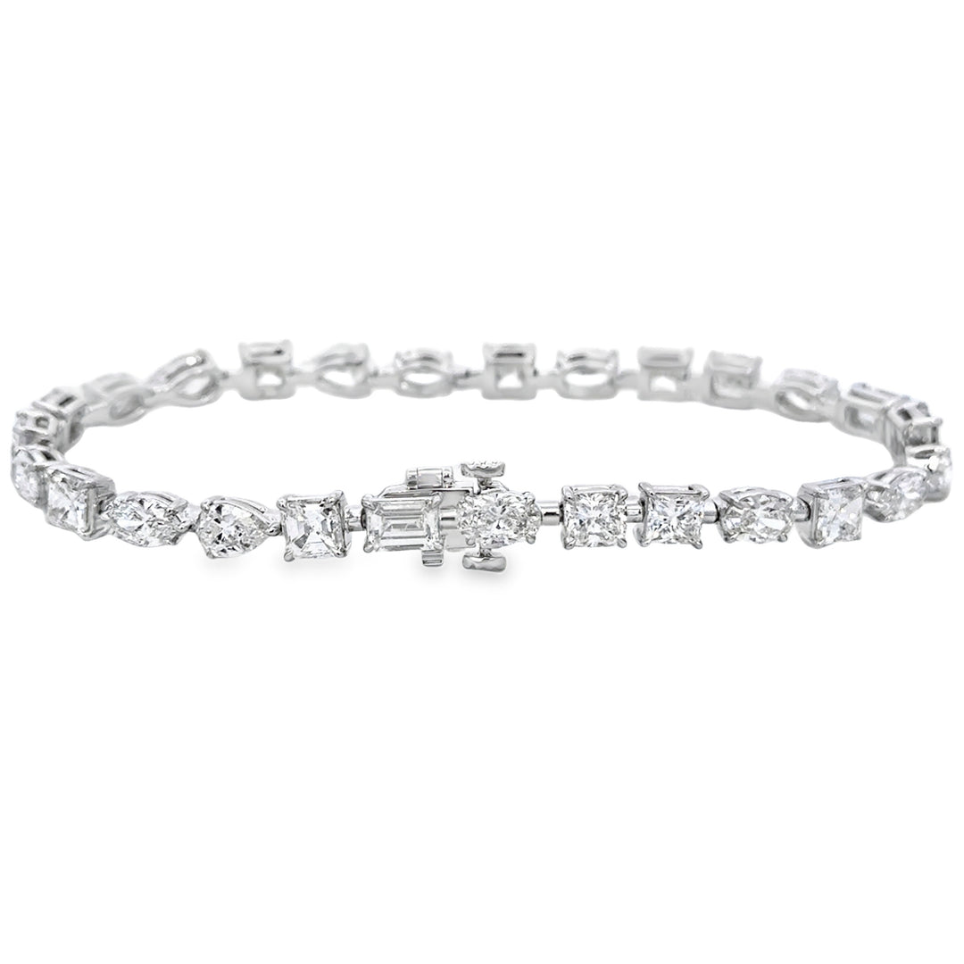10.52 CTW Diamond 18K White Gold Multi-Shape Bracelet
