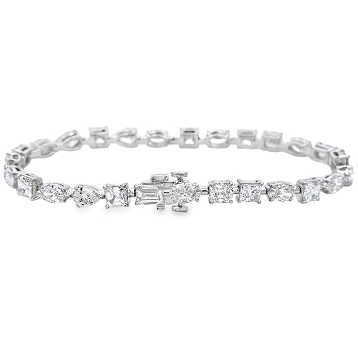 10.52 CTW Diamond 18K White Gold Multi-Shape Bracelet
