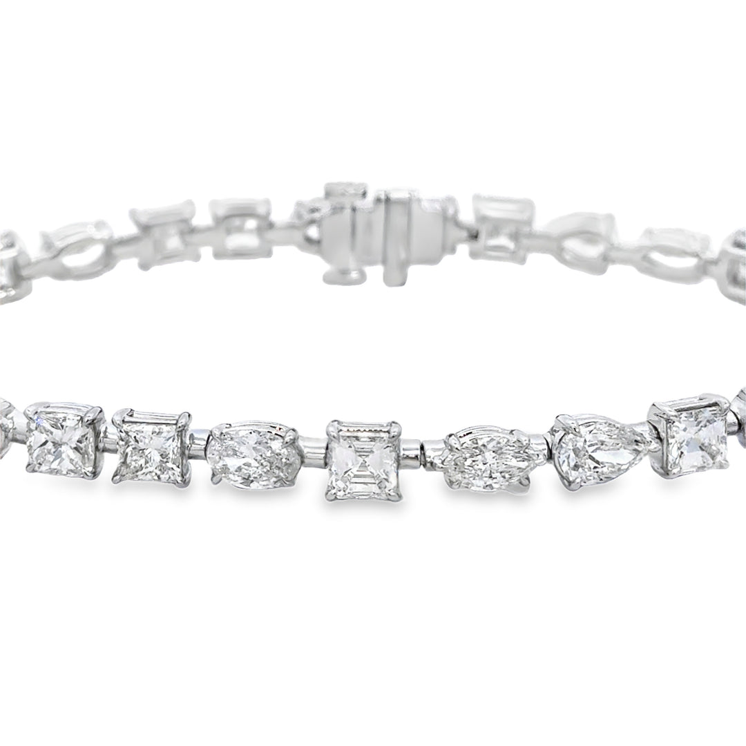 10.52 CTW Diamond 18K White Gold Multi-Shape Bracelet
