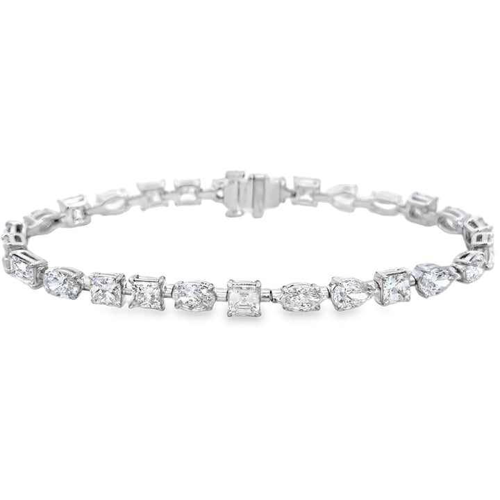 10.52 CTW Diamond 18K White Gold Multi-Shape Bracelet