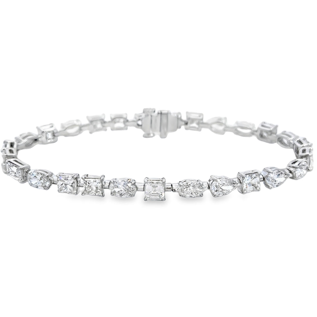 10.52 CTW Diamond 18K White Gold Multi-Shape Bracelet