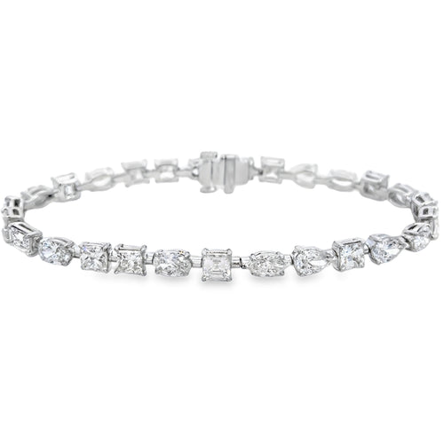 10.52 CTW Diamond 18K White Gold Multi-Shape Bracelet
