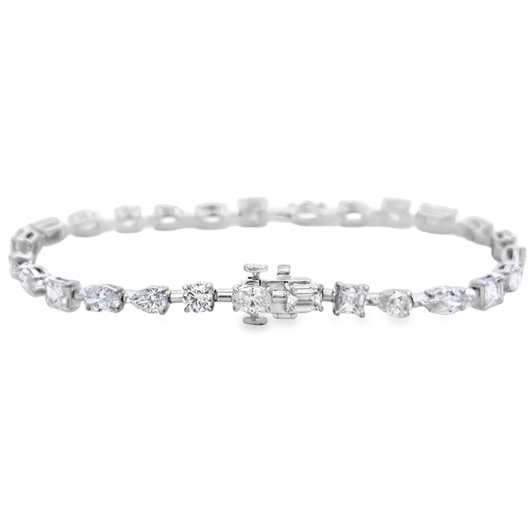 7.14 CTW Diamond 18K White Gold Multi-Shape Bracelet