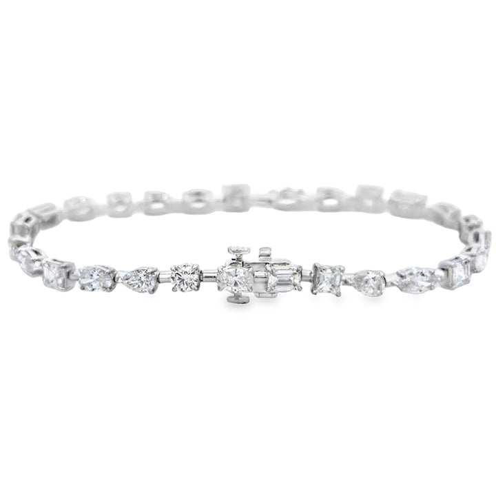 7.14 CTW Diamond 18K White Gold Multi-Shape Bracelet