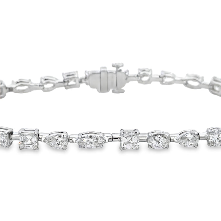 7.14 CTW Diamond 18K White Gold Multi-Shape Bracelet