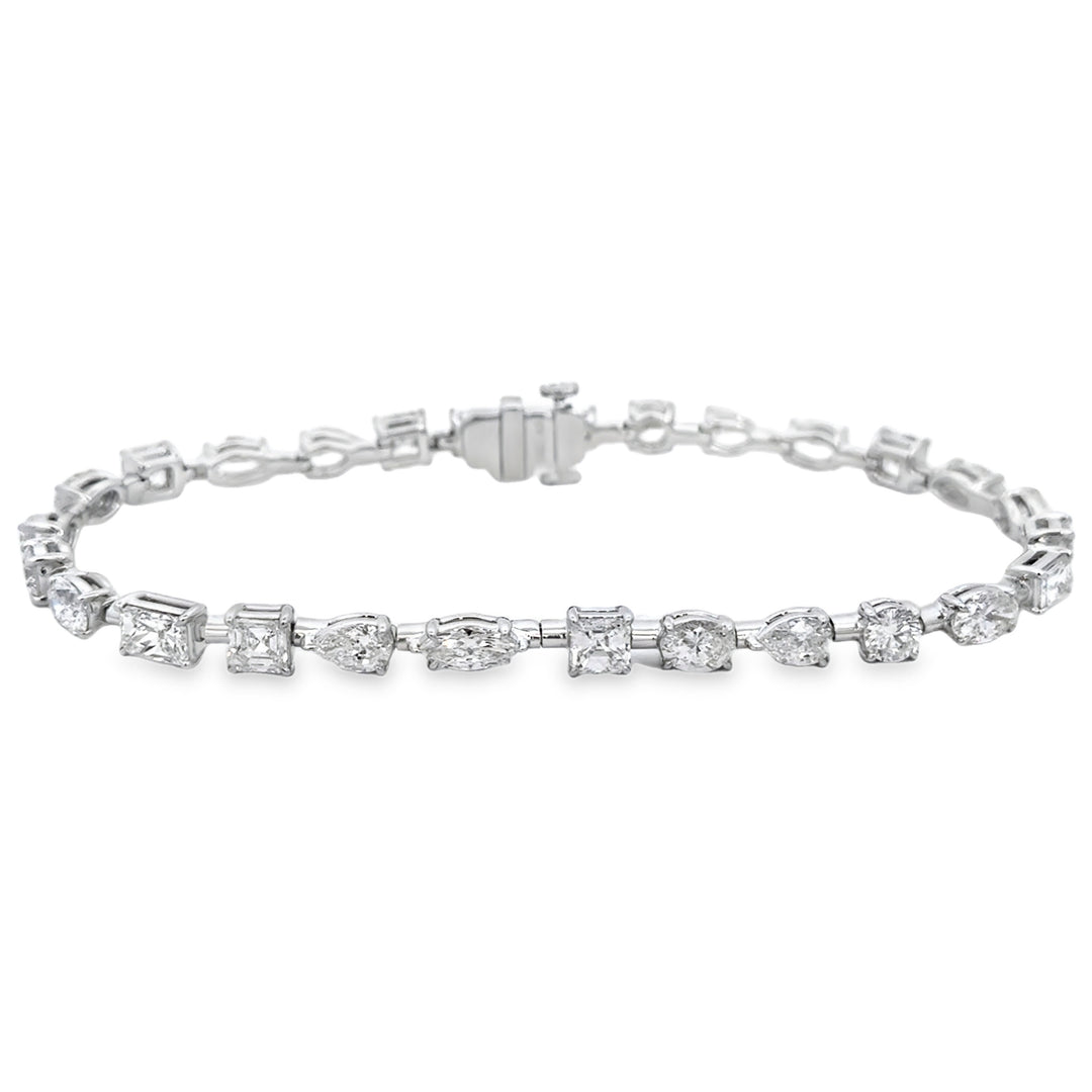 7.14 CTW Diamond 18K White Gold Multi-Shape Bracelet
