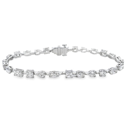 7.14 CTW Diamond 18K White Gold Multi-Shape Bracelet
