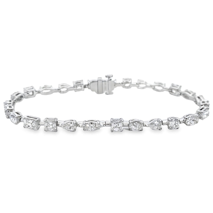 7.14 CTW Diamond 18K White Gold Multi-Shape Bracelet