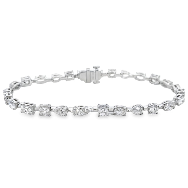 7.14 CTW Diamond 18K White Gold Multi-Shape Bracelet