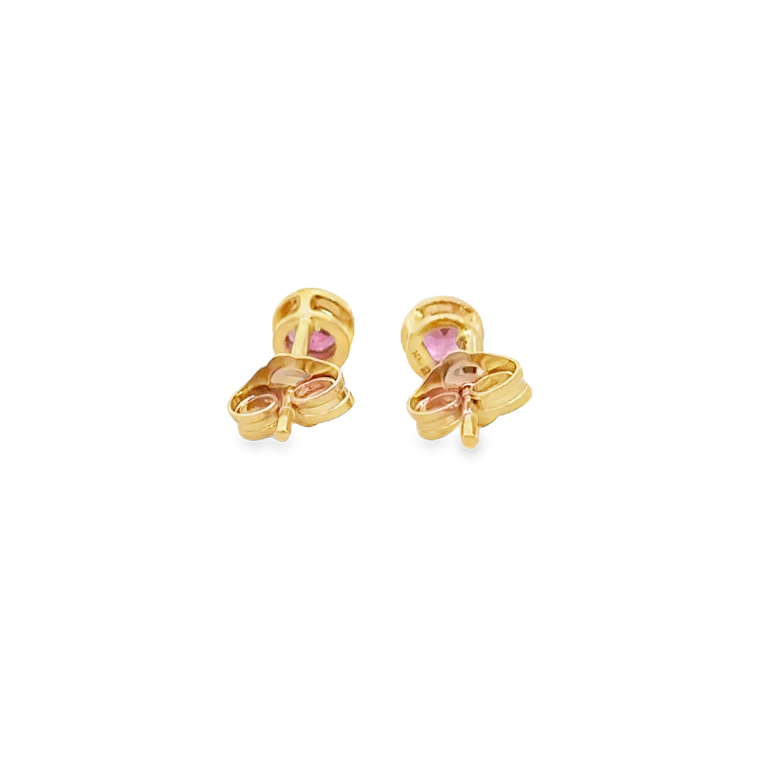 0.35 CTW Pink Tourmaline 14K Yellow Gold Bezel Set Stud Earrings