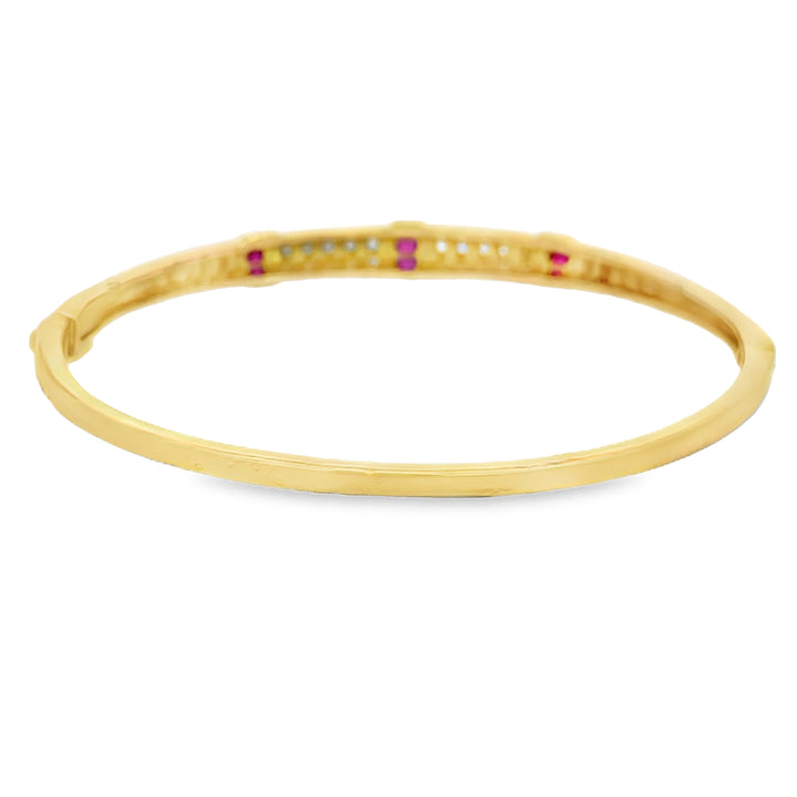 0.42 CTW Diamond & Ruby 18K Yellow Gold Bangle Bracelet