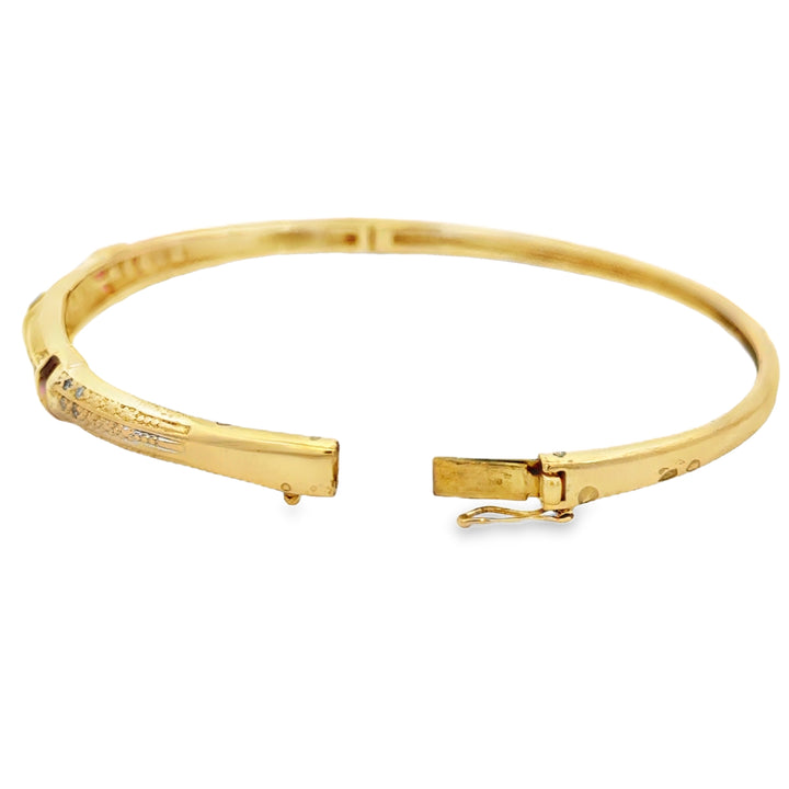 0.42 CTW Diamond & Ruby 18K Yellow Gold Bangle Bracelet