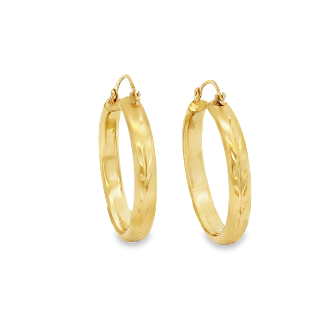 14K Yellow Gold Estate Hollow Hoop Earrings