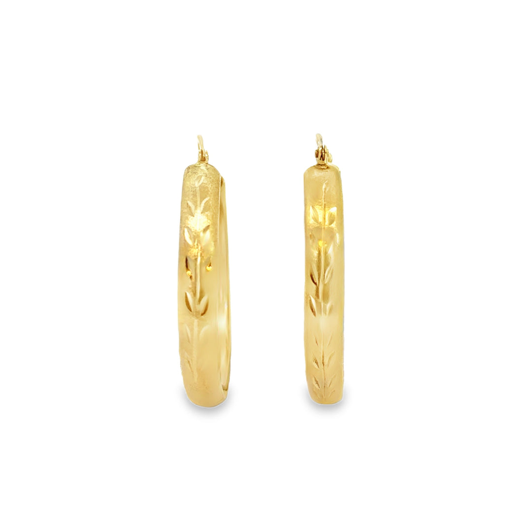 14K Yellow Gold Estate Hollow Hoop Earrings