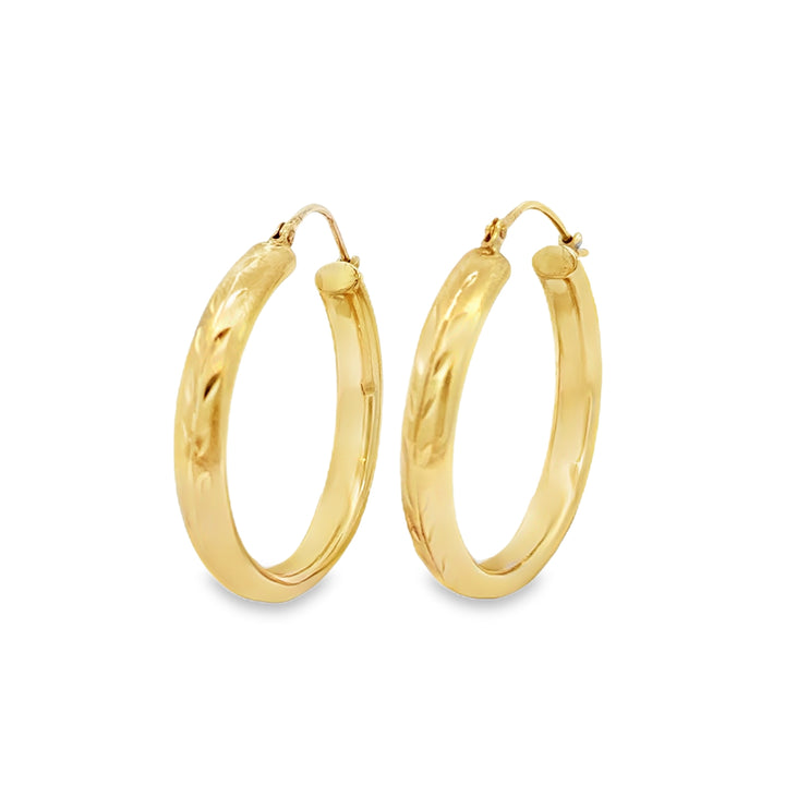 14K Yellow Gold Estate Hollow Hoop Earrings