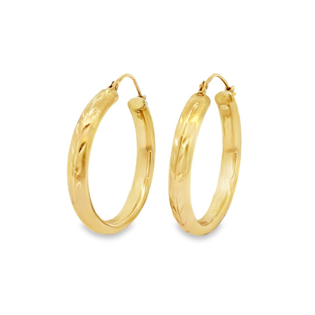 14K Yellow Gold Estate Hollow Hoop Earrings