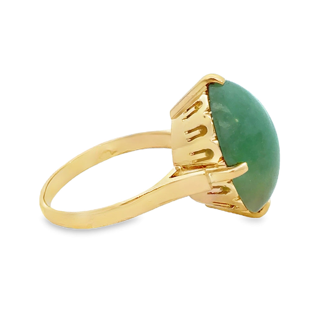 18K Yellow Gold Jade Ring