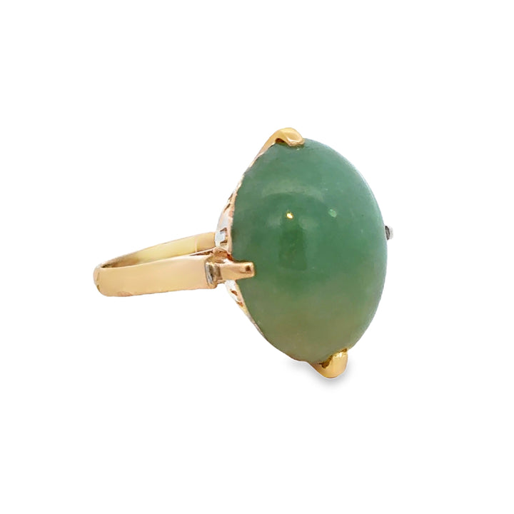 18K Yellow Gold Jade Ring