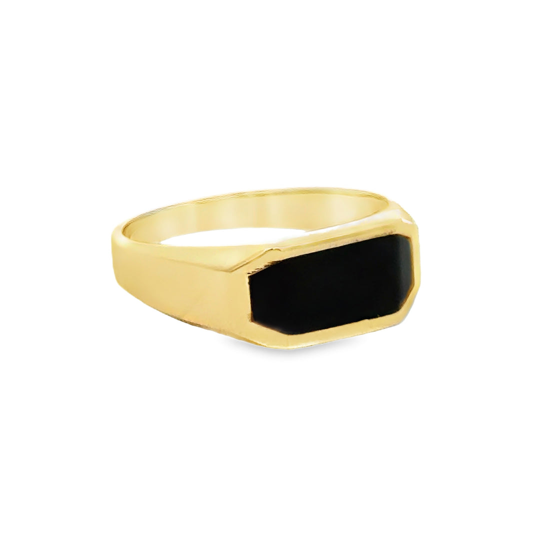 14K Yellow Gold Men's Signet Onyx Ring