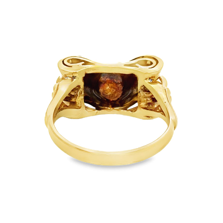 14K Yellow Gold Bow Pearl Ring