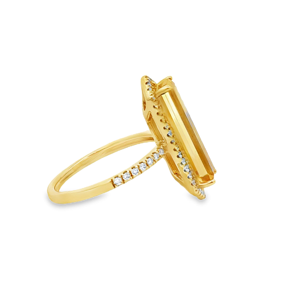 2.65 CT Citrine & 0.35 CTW Diamond 14K Yellow Gold Ring