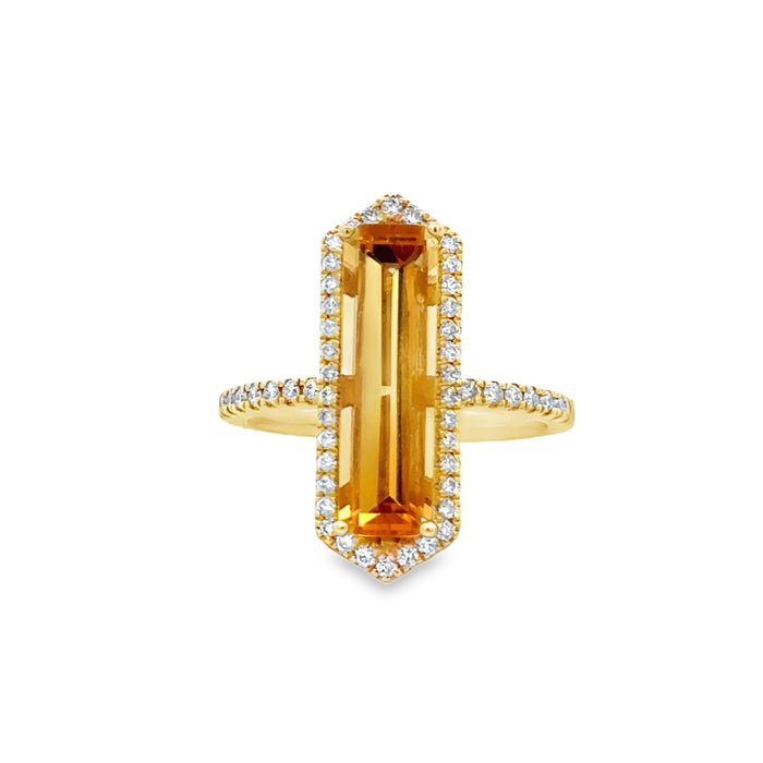 2.65 CT Citrine & 0.35 CTW Diamond 14K Yellow Gold Ring